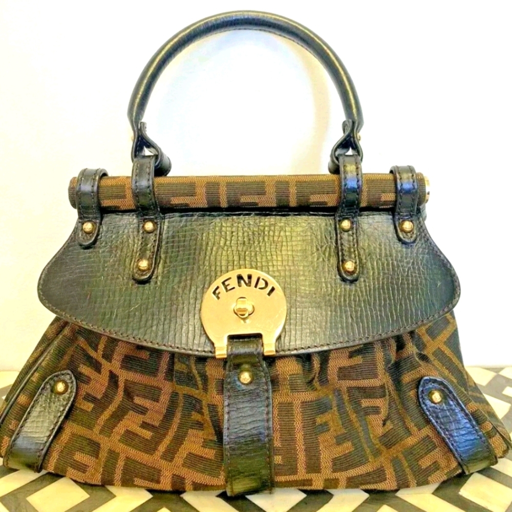 AUTHENTIC FENDI ZUCCA BAG TOP HANDLE MONOGRAM BAG